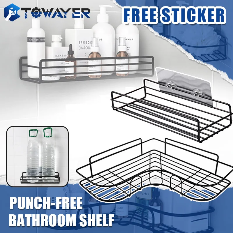 

Bathroom Shelf Shower Shelf Shampoo Storage Rack Kitchen Storage Holder Punch-Free Wall Mounted Organizer Bathroom Accessories