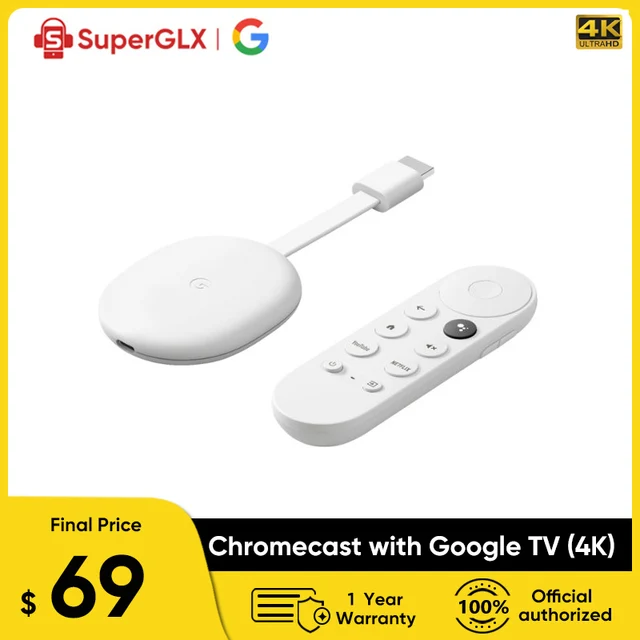 Original New Google Chromecast 4th with Google TV with 4K Android 10 Netflix Certified Dolby Vision Smart TV Box Up to 4K HDR 1