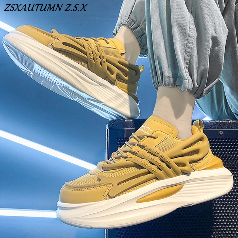 

Fashion Men Chunky Hip Hop Sneakers Platform Sports Shoes Breathable Trend Casual Increase Height Male Vulcanized Running Shoes