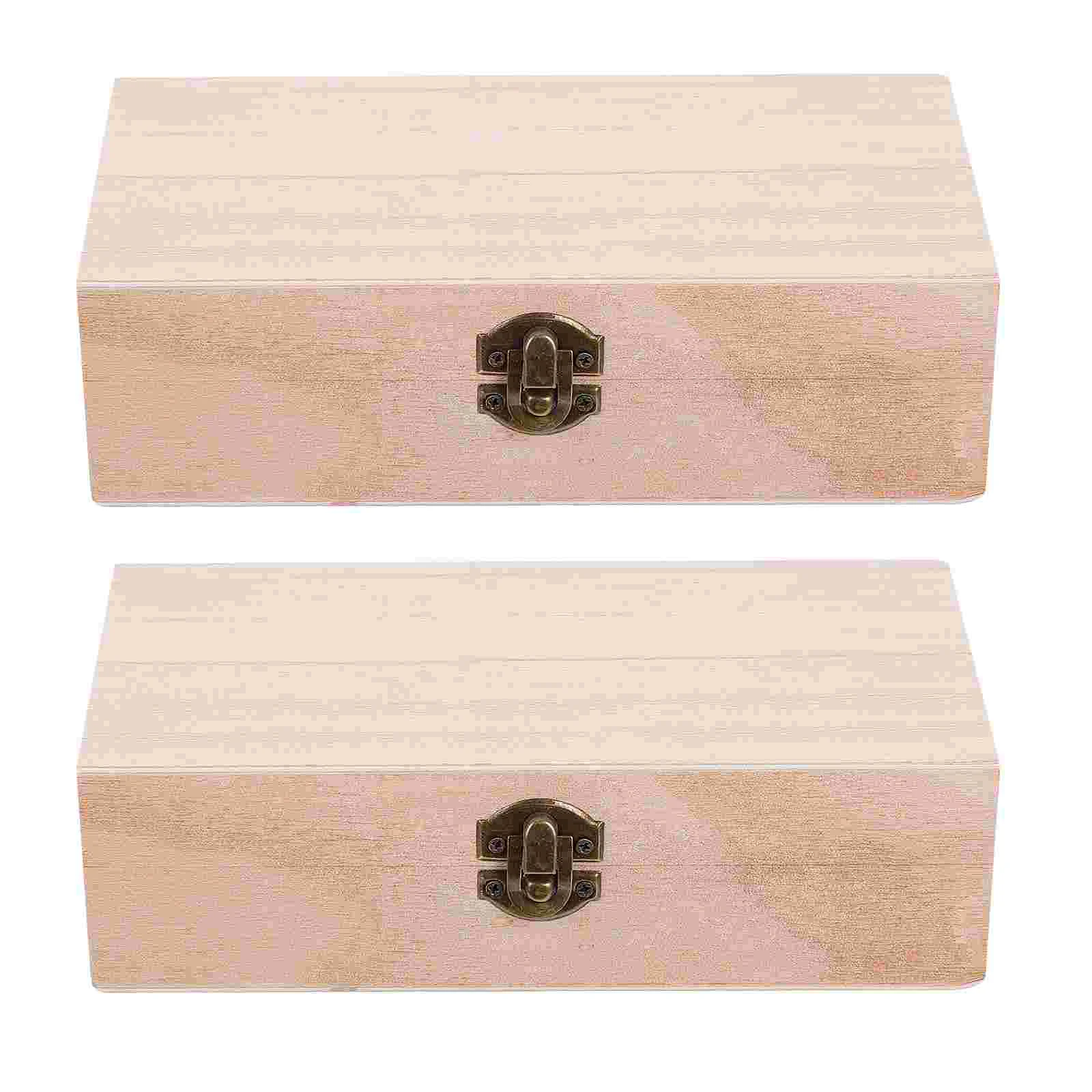 Es Diy Unfinished Wooden Jewelry Box With Hinged Lids And Locking Clasp Home Decoration ( Wooden )