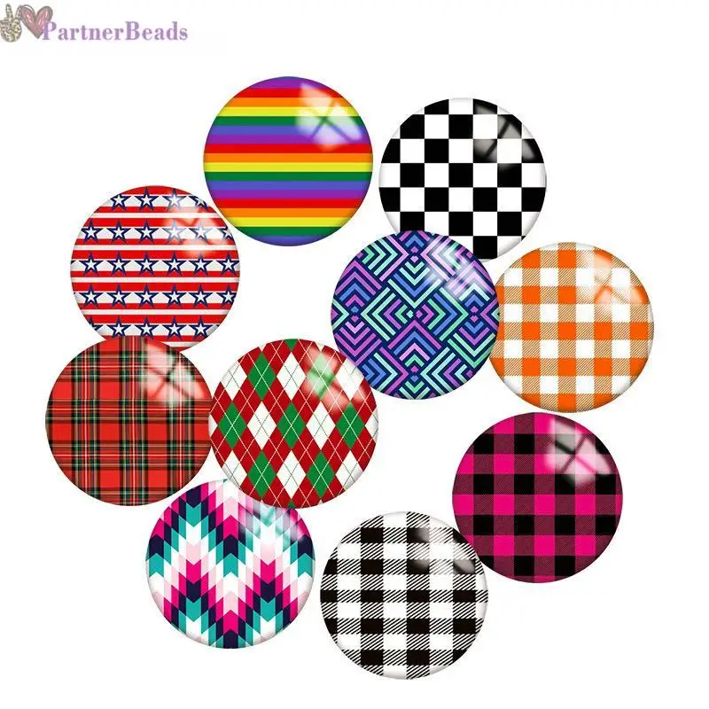 

Colorful Pattern Round Photo Glass Cabochon Demo Flat Back Making Findings 20mm Snap Button N8741