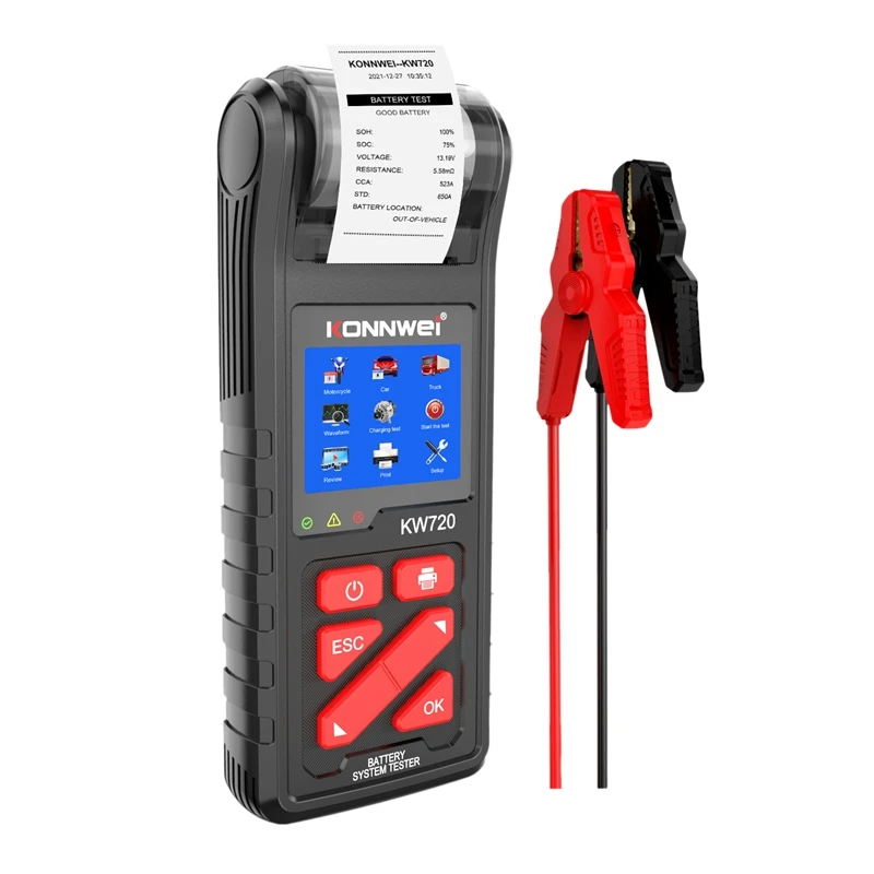 

KONNWEI KW720 Car Battery Analyzer Battery Tester Battery Internal Resistance Tester with Printer