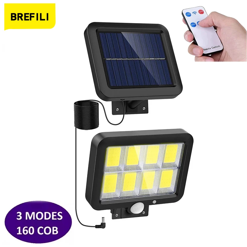 

Split LED Solar Wall Lamp PIR Motion Sensor 160 COB Solar Light Outdoor Waterproof Emergency Street Garage Security Lighting