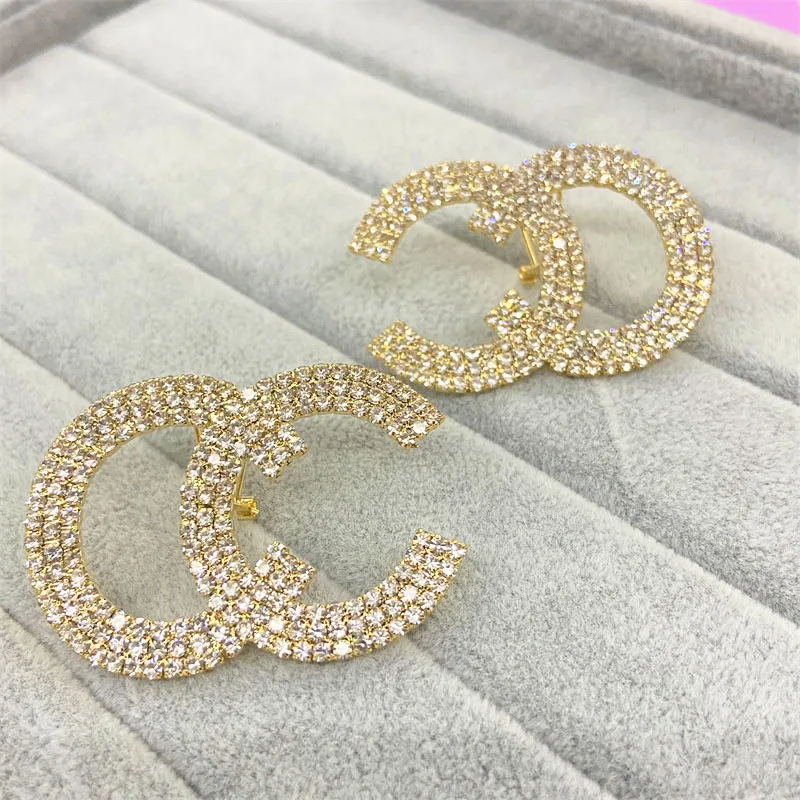 

Women Drop Earring Letter C Big Gold Color Metal Shiny Rhinestones Luxury Party Female Dangle Earrings Fashion Jewelry Gift