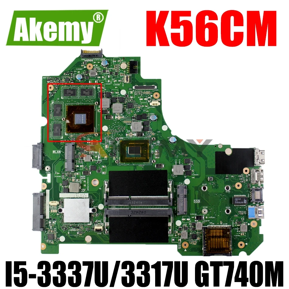 

AKEMY K56CM Laptop Motherboard For ASUS K56CB K56C S550CB S550CM Original Mainboard I5-3337U/3317U GT740M