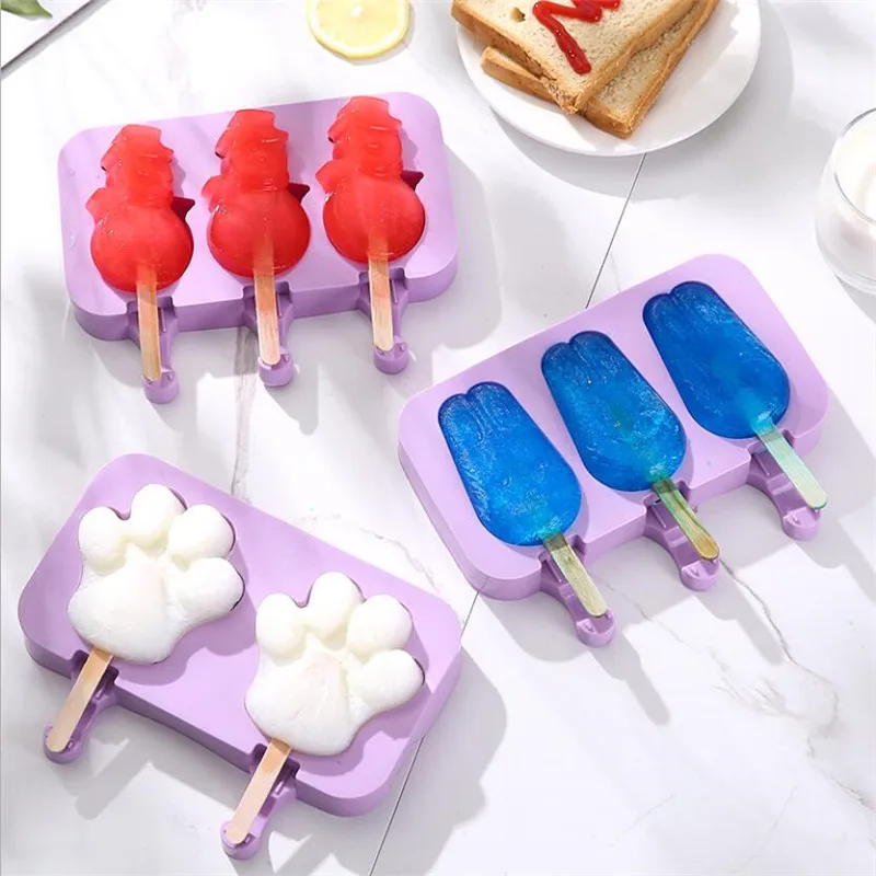 

Silicone Ice Cream Mold Popsicle Molds Cube Tray DIY Homemade Cartoon Pop Maker Mould with Stick