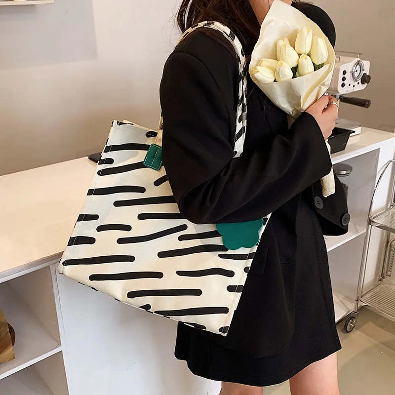 

Shoulder Bag women Zebra-print Canvas Bag Hand Bags for Women повседневная сумка Tote Bag Clutch Purse