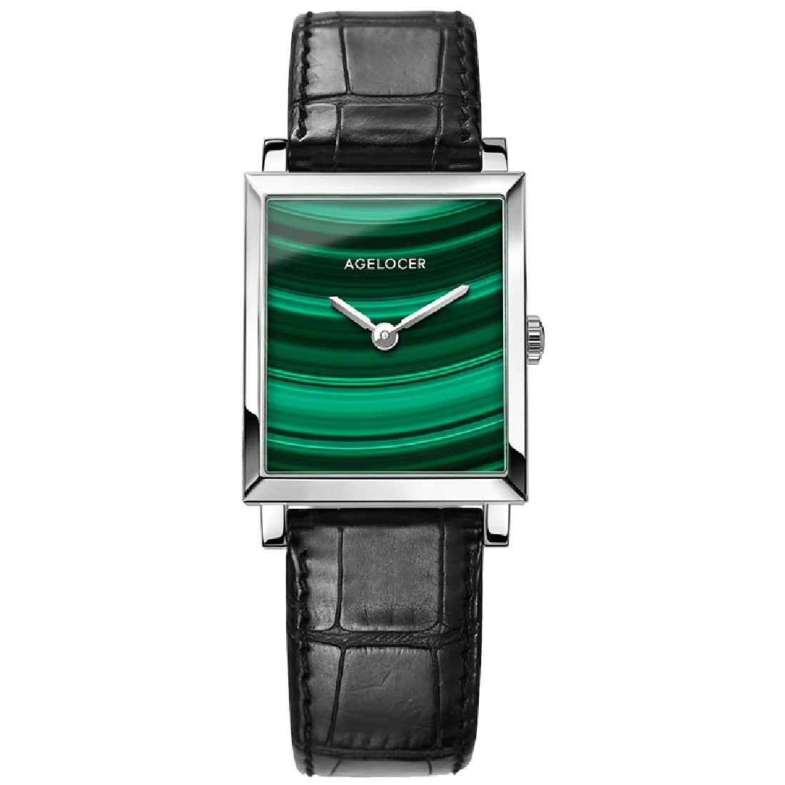 

Women's Watch AGELOCER Top Brand Luxury Watch Women Waterproof Malachite Black Leather Belt Square Quartz Watches Clock Gift+Box