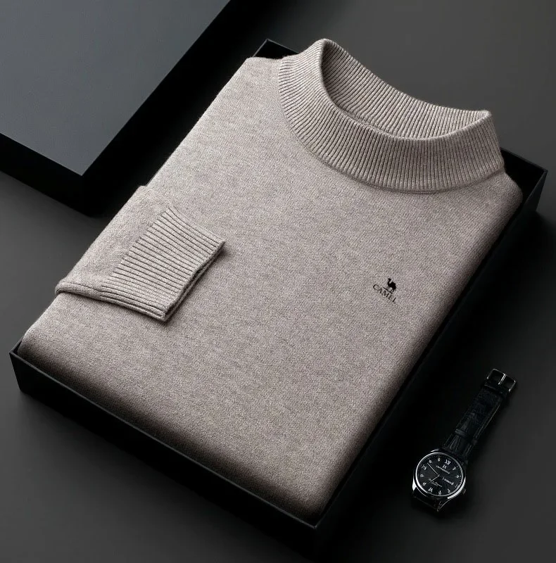 Осенне-зимний вязаный свитер мужской 2024 новый пуловер однотонная рубашка