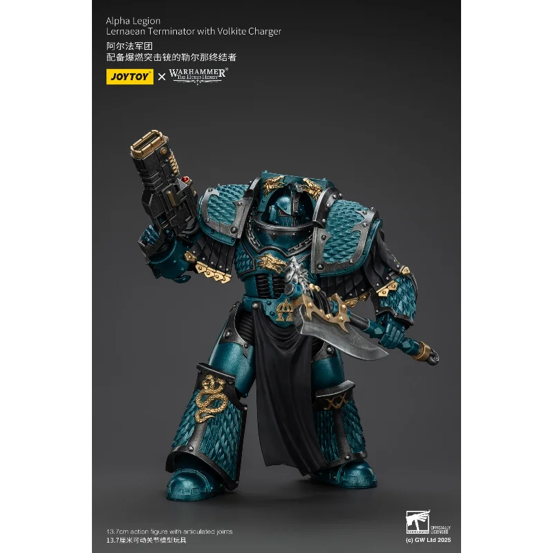 Фото Предзаказ JOYTOY Warhammer The Horus Heresy Alpha Legion Lernaean Terminator with Flamer Storm Blaster 1/18 Action Figure №4