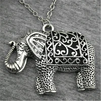 new products hot selling fashion trend jewelry alloy electroplating antique silver color fresh elephant necklace