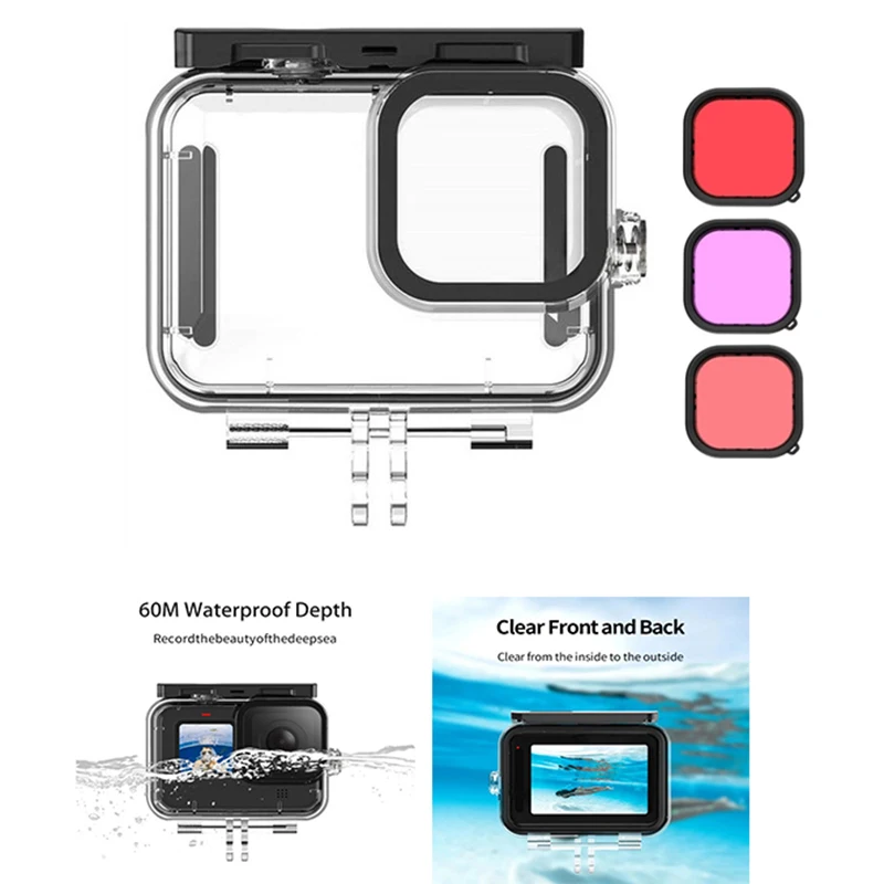 

For GoPro 10 9 Black Case Waterproof Housing Diving Protective Underwater Dive Cover For Gopro Hero 9 10 Action Camera Accessory