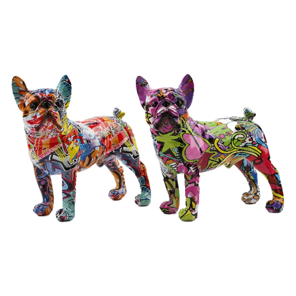 

Nordic Bulldog Sculpture Figurine Painting Statue Office Bedroom Decoration
