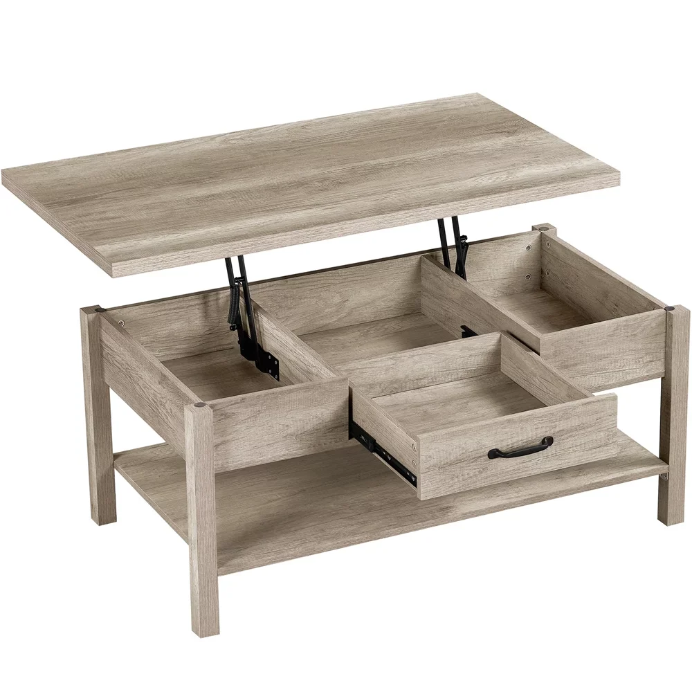 

Подъемный журнальный столик со скрытыми отсеками и ящиками для гостиной, серый, мебель, мебель для гостиной, деревянный