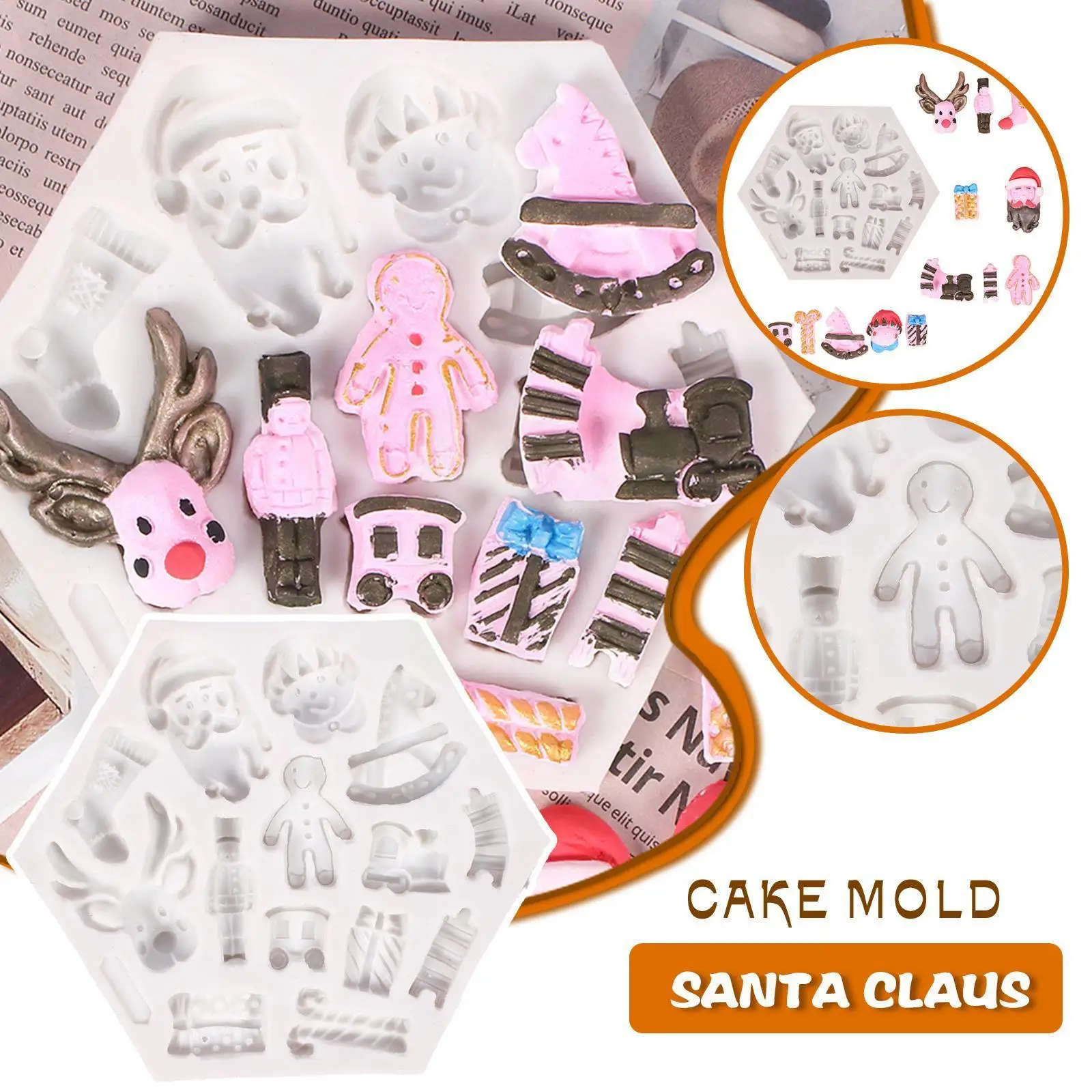 

3D Christmas Silicone Fondant Mold Santa Claus Reindeer Mould Baking Decorating Baking Chocolate Cake Accessories Cake Elf E4S4