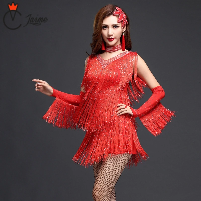 

Latin Dance Dress Girls Kids adult Modern Ballroom tassel Fringe Salsa Tango tassels samba carnival costume compitition outfit