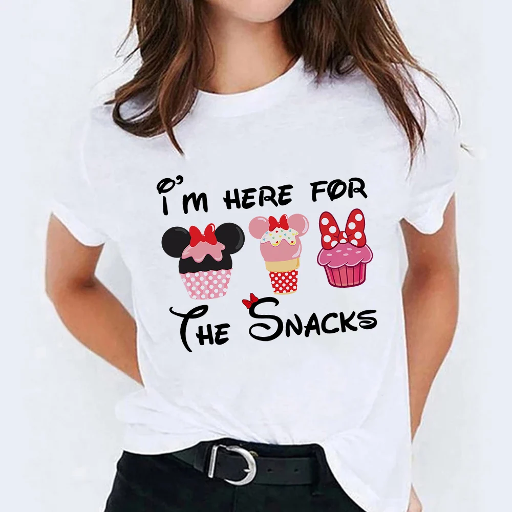 

I'm Here For The Snacks Minnie Cute T-shirt For Girls Fashion Funny Streetwear Casual Edgy Shirt Women Disney Clothes Dropship