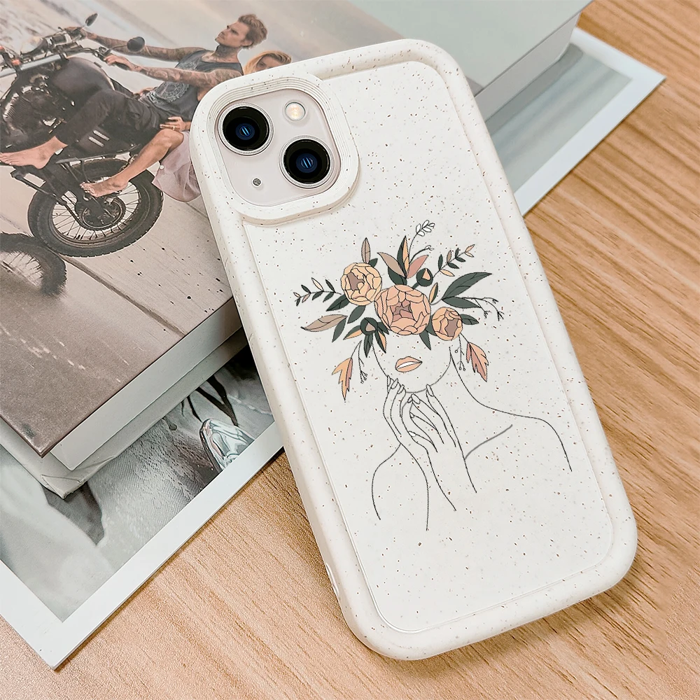 

Cartoon Flower Phone Case For iPhone 14 Plus 12 ProMax Line Girl Cases For iPhone 12Pro 11 Pro 7 XR XS Max TPU Degradation Cover