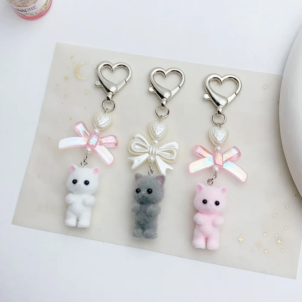 Kawaii 10 см брелок с бантом котенок кошка нечеткий плюшевый медведь жемчуг кукла