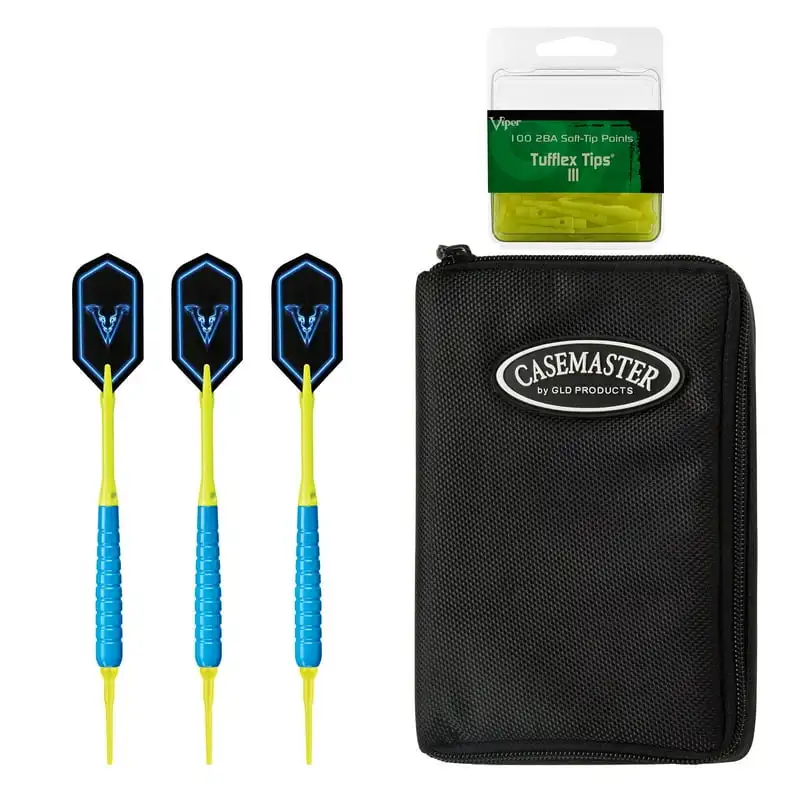 

Blue 18 Gram Soft Tip Darts, Select Black & 2BA Tufflex III Tips - Yellow 100 ct Box