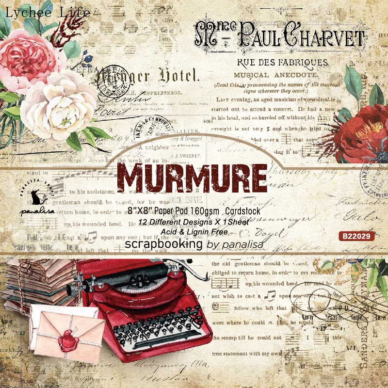 

12 Sheets 8 Inches Retro Typewriter Background Papers DIY Scrapbooking Material Gift Wrapping Paper Album Scrapbook Hand Account