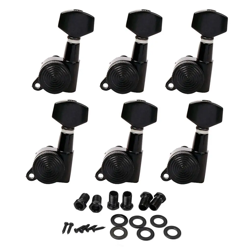 6L Locked String  Pegs Tuner With Keys Small Handle Head Black images - 6