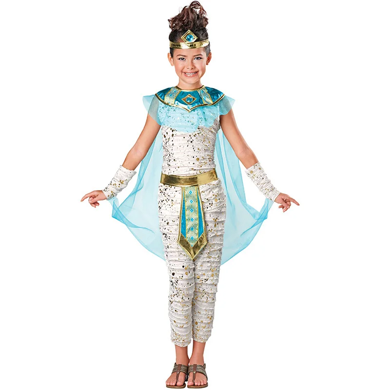 

Girls ROYAL EGYPTIAN MUMMY Dress Halloween Cosplay Costume Purim Kid Egyptian Princess Mummy Girl Uniform Fancy Dress