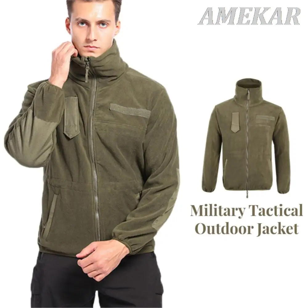 

Winter Thermal High Soft Fleece Outerwear Military Tactical Jacket Outdoor Sports Hiking Hunting Combat Camo Army Coat Men 2023