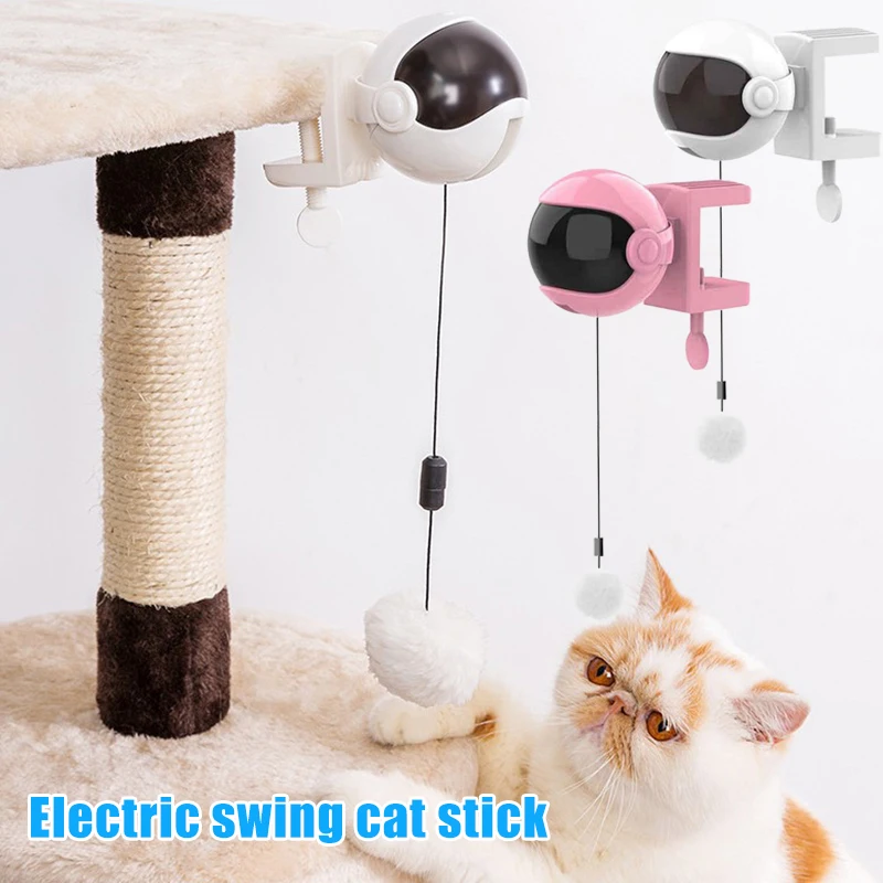 

Интерактивная игрушка для кошек, игрушка для кошек, Автоматический подъемный Электрический мяч с пушистым помпоном для кошек, тренировочны...