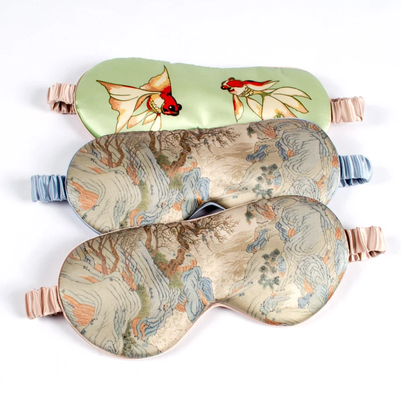 

100% натуральная шелковая маска для сна, регулируемая супергладкая мягкая маска для сна, 8 слоев, портативная повязка на глаза с принтом