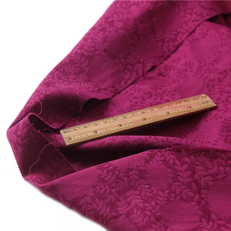 

Двухслойная ткань из 100% хлопка в стиле ретро, Тутовый, пурпурный, красный, Добби, Подсолнух, оставляет ткань для осенней одежды, платье ручной работы