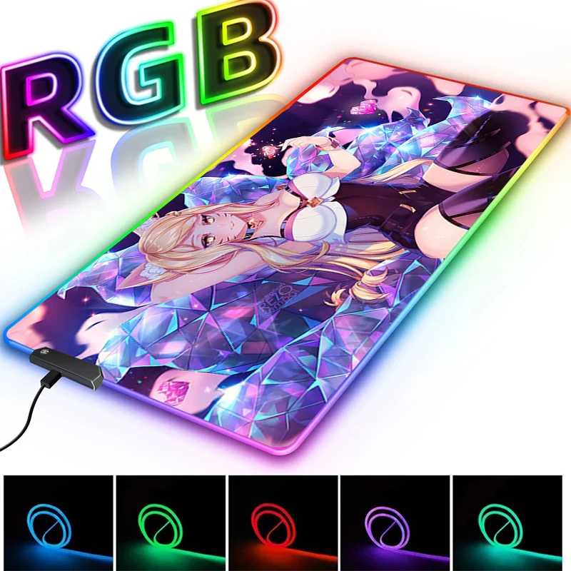 Mouse Pad KDA Office Accessories Cheap Pc Gamer Desk Gaming Mause Backlit Mat Mousepad Rgb Anime Large Extended Keyboard Pads