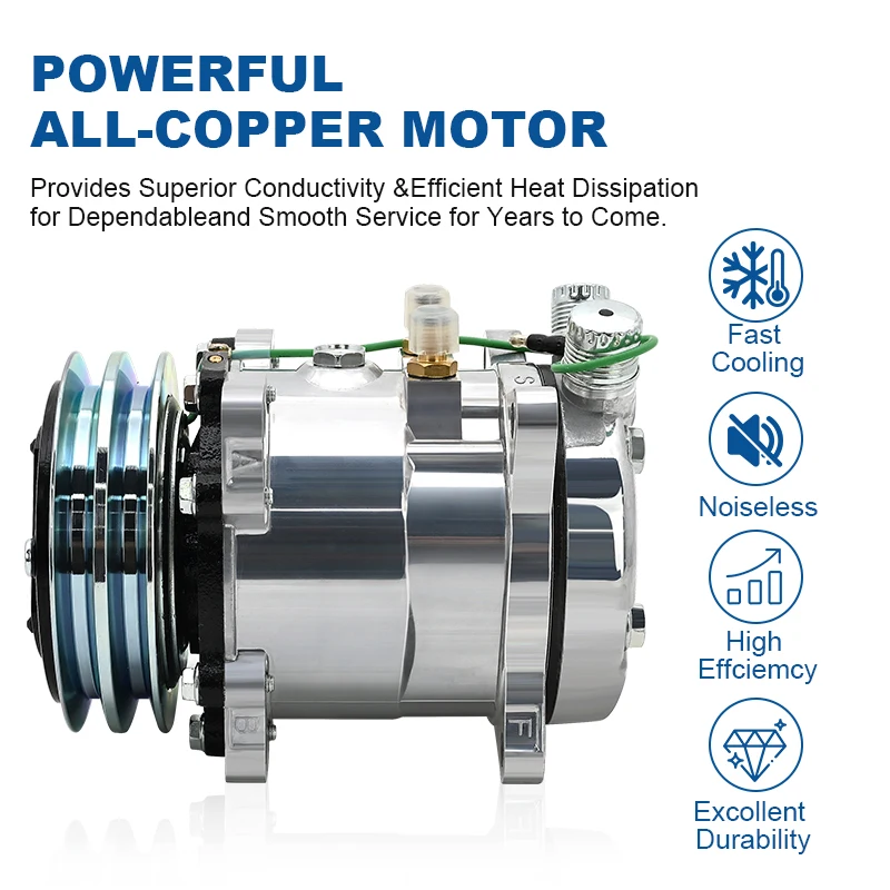 Компрессор кондиционера serpentina 507 5H11 12В/24В полный из коррезины в V Трактор