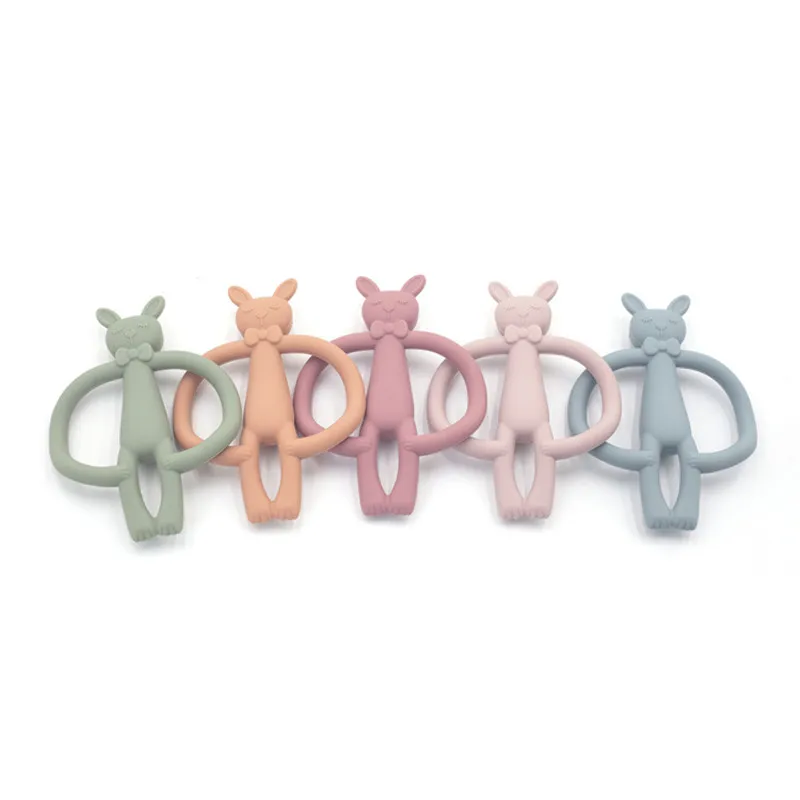 

BPA Free Silicone Teethers Rabbit Elephant Food Grade Tiny Rod DIY Teething Necklace Baby Shower Gifts Cartoon Animals Teether