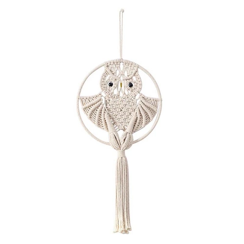 

Плетеная вручную Сова основной цвет Хлопковая веревка украшение для стен гобелен украшение для дома гостиной подвеска богемный ветер