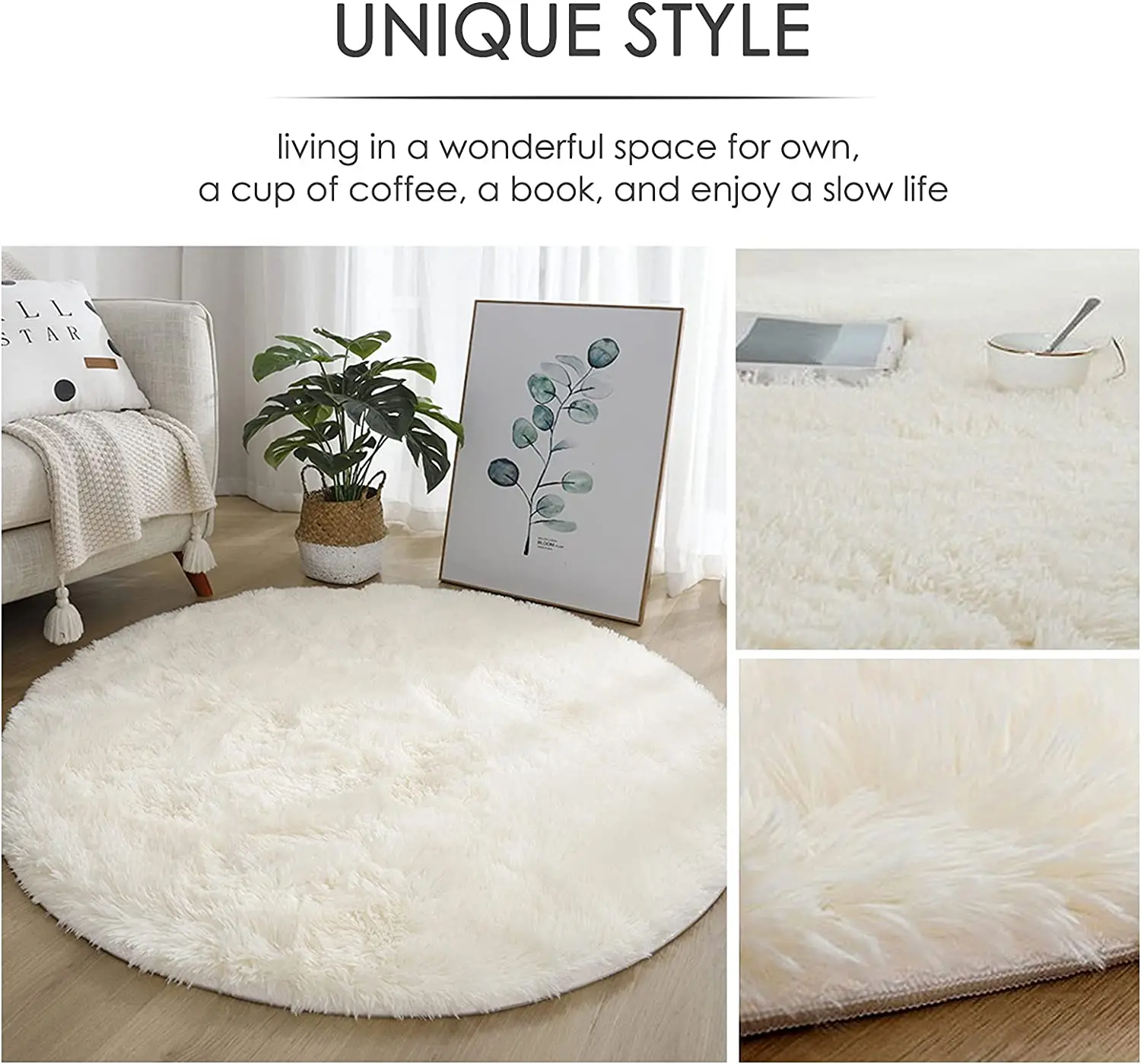 LOYAlgogo Fluffy Round Carpets For Living Room Long Plush Rugs Bedroom Kids Decor Area Bedside Shaggy Floor Mats |