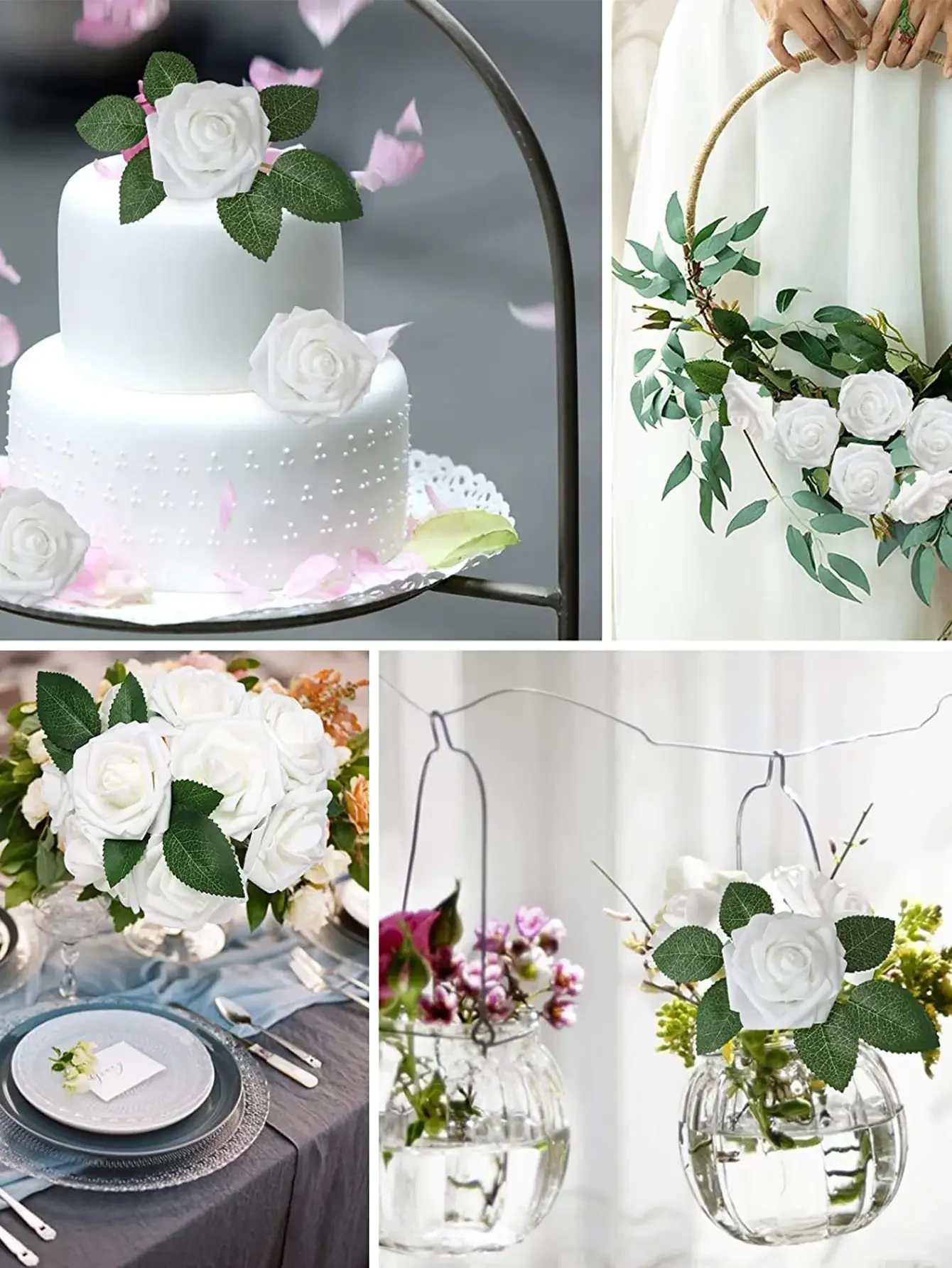 25 шт. искусственные цветы розы стержня для свадебных букетов сделай сам