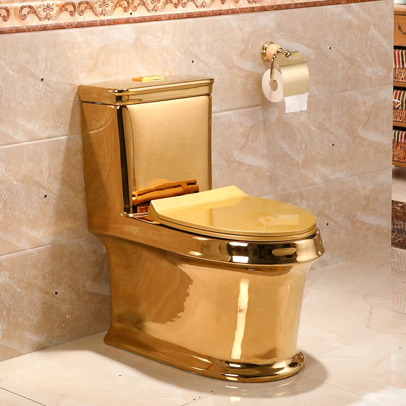 

European-Style Golden Toilet Ultra-High Siphon Mute Flush Toilet Household Bathroom Toilet Personalized Creative Toilet