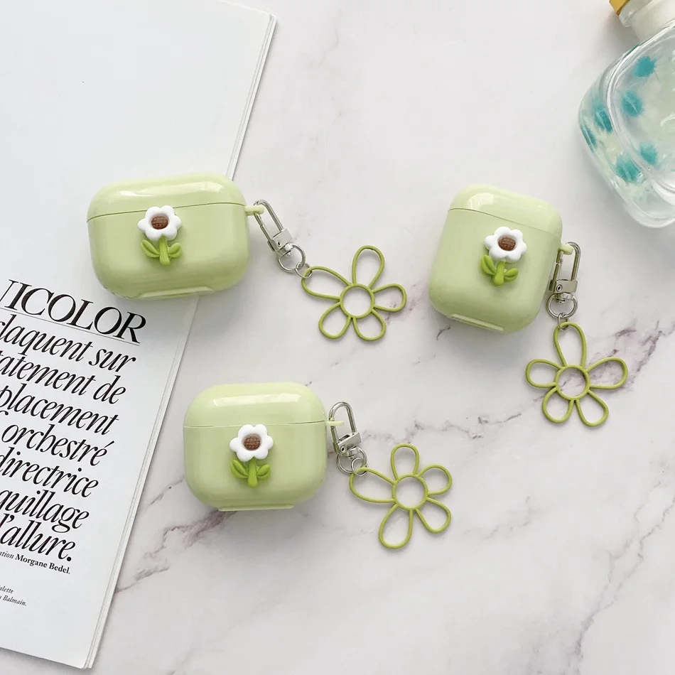 

Чехол для airpods 2 / airpods pro, милый чехол с листьями, цветами, цепочкой для наушников, чехол для s airpods, мультяшный силиконовый чехол из ТПУ для airpods,...