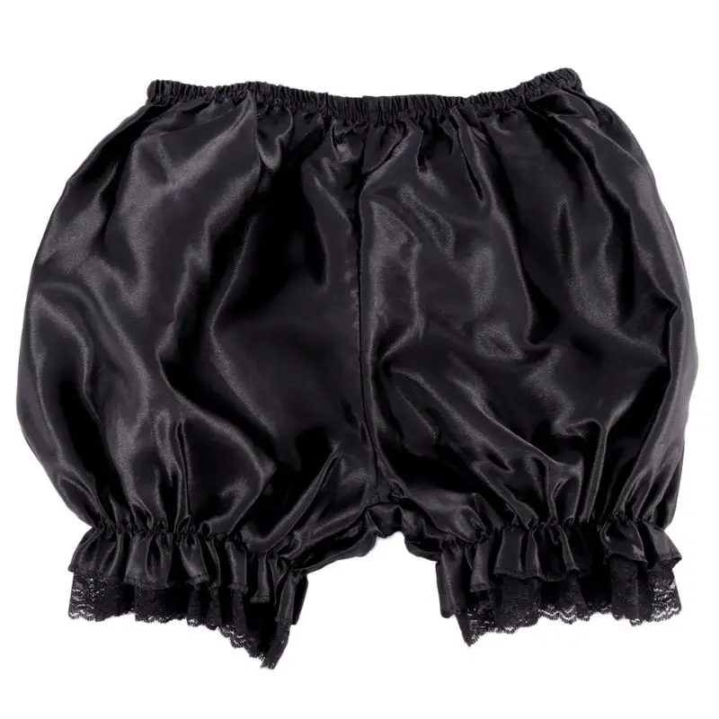 

Women Imitation Silk Bloomers Ruffles Lace Trim Panties Victorian Pumpkin Shorts Solid Color Dance Dress Split Skirt Pettipants