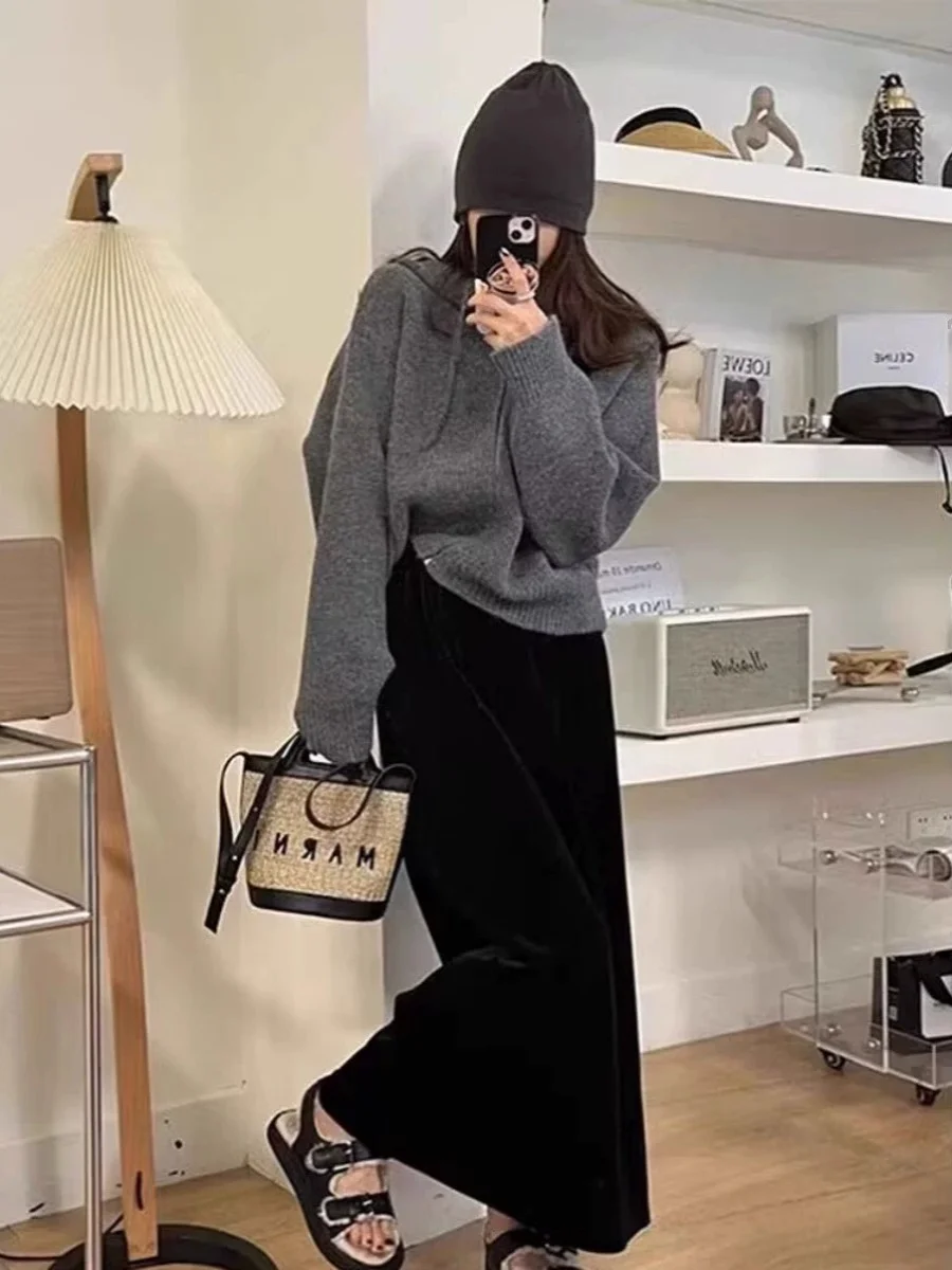 Осень и зима новый бархатный свитер с капюшоном на молнии верхняя одежда женский