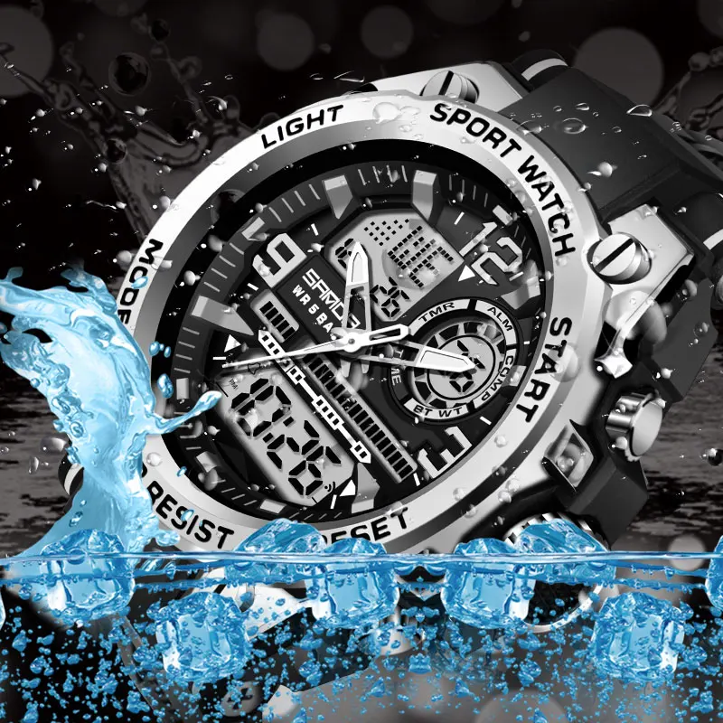 

SANDA Brand Wrist Watch Men Watches Sport Military Wristwatch Dual Display Male Watch For Men Clock Waterproof Hours 6024