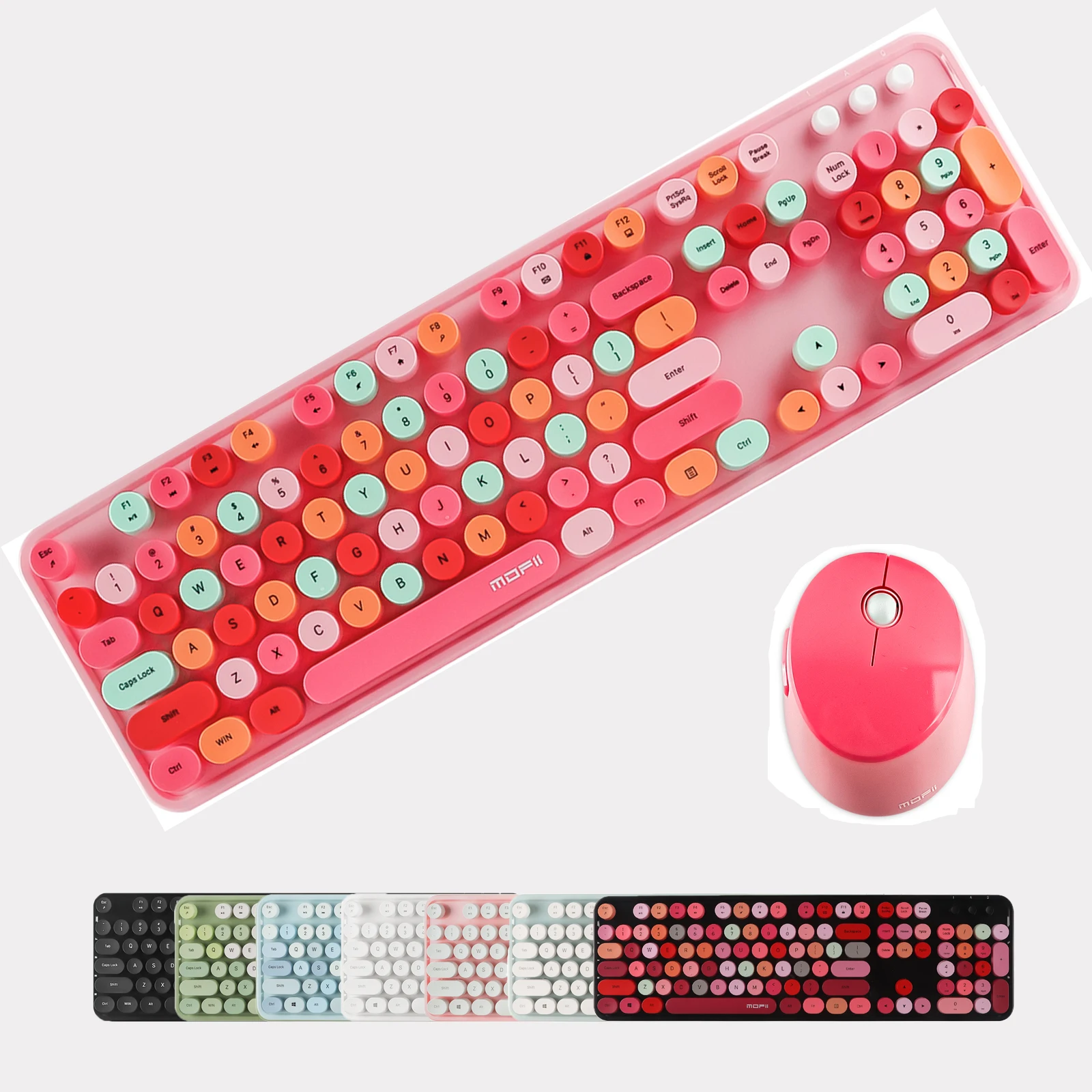 

Wireless 2.4Ghz Keyboard Mouse Combos Optical Mouse 104 Keys Keypad Pink Ergonomic Portable Keyboard And Mouse For Laptop PC
