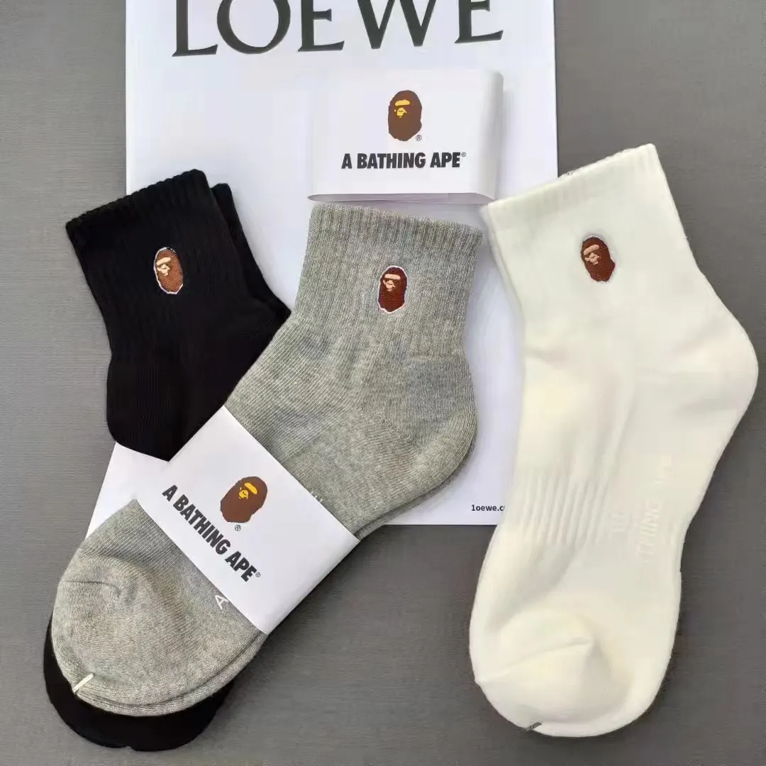 

New Fashion BAPE Pure Cotton Socks Sports Leisure Home APE Hip Hop High Street Breathable Comfortable Birthday Present Lovers