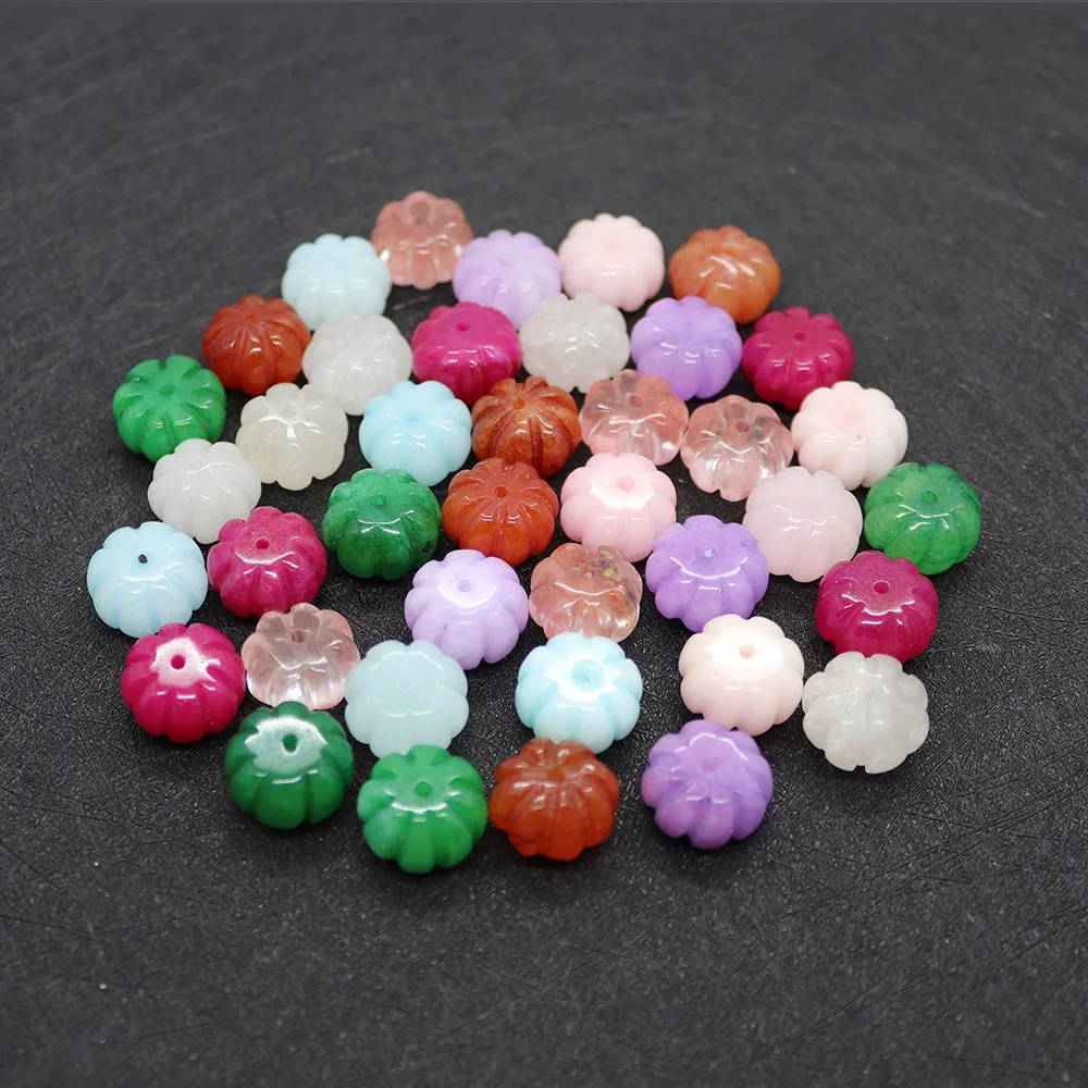 

8x14mm Pumpkin Shape Beads Natural Stone Loose Beads Gold Silk Jade Pumpkin Beads for Necklace Charm Bracelet Accessories 5pcs