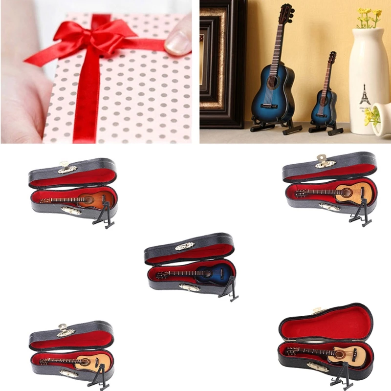 

10cm Toy Acoustic Guitar Scale Model Home Office Desk Decor Ornaments Gifts F2TC