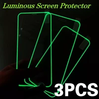 3pcs luminous tempered glass for iphone 13 12 11 pro xs max xr glowing screen protector for iphone 6 7 8 plus se2020 protector