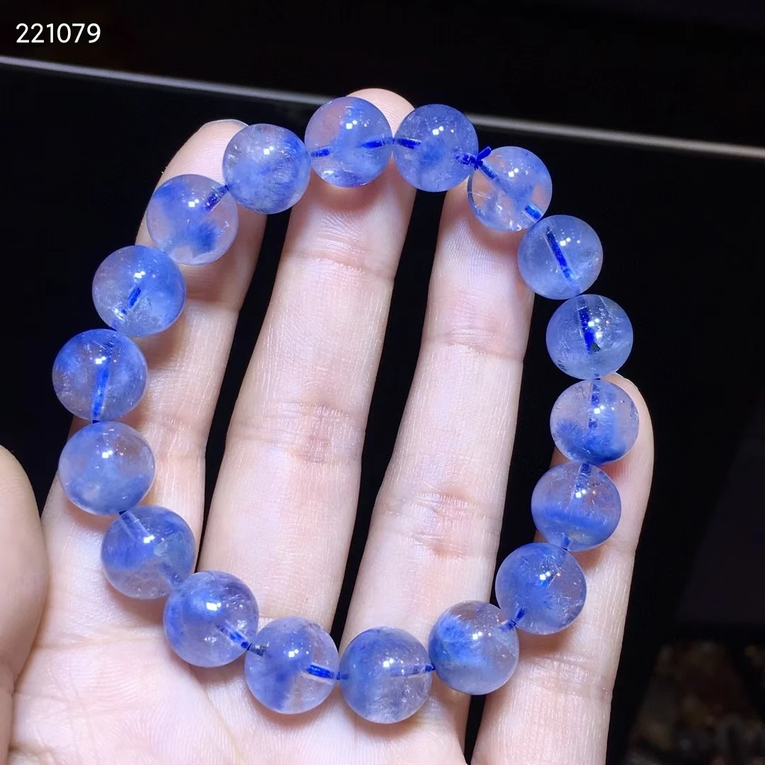 Natural Blue Rutilated Dumortierite Quartz Bracelet 11.2mm Clear Round Beads For Women Men Fashion Wealthy Genuine AAAAAA |