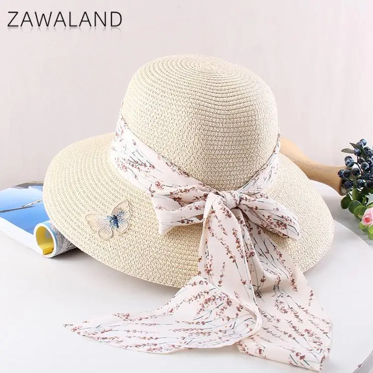 

Summer Hats for Women Big-Brimmed Straw Hat Outdoor Cottagecore Floral Butterfly Seaside Vacation Sun UV Protection Sunhats