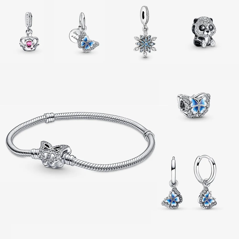 

Женский браслет из серебра 2022 пробы, с бусинами-бабочками